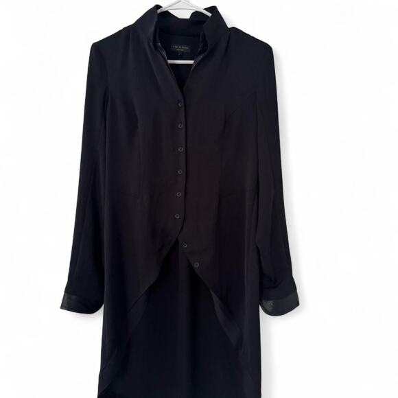Rag & Bone black high-low button-down collared dress shirt size XS - Picture 1 of 4